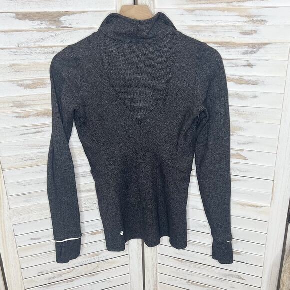 LULULEMON Women's Runderful Size 4 Half Zip Pullover Jacket Black Herringbone - Picture 4 of 14